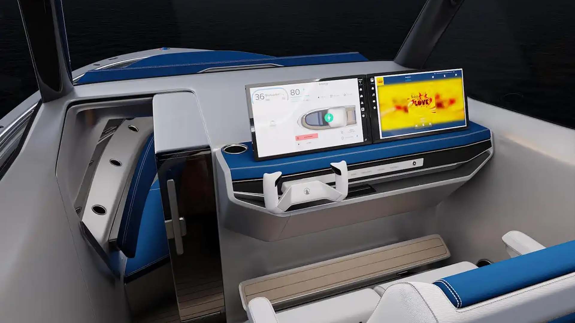 Las dos pantallas y el volante se asemejan notablemente a los que equipan a los Tesla Model 3 y Model Y