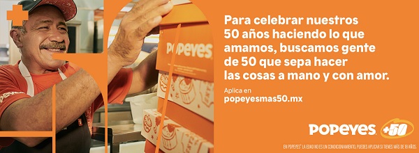 Popeyes cumple 50 años y lo celebra contratando a personas de 50 años o más