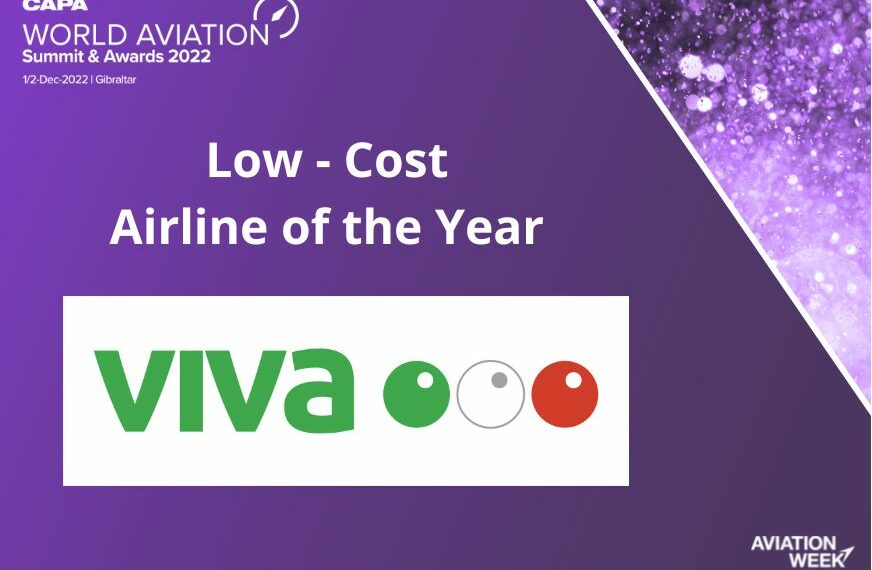 Viva Aerobus nombrada la «Aerolínea de Bajo Costo del año 2022» durante los premios a la excelencia de la aviación mundial CAPA