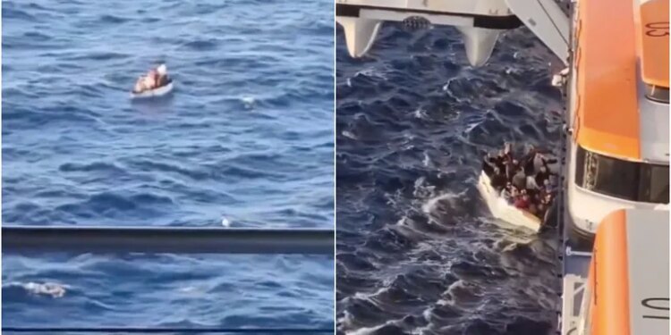 El impactante momento en que un crucero de lujo se cruzó en alta mar con una lancha de “balseros”
