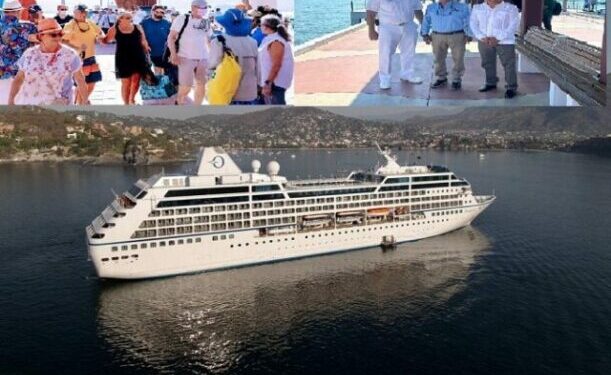 El primer crucero del año en este puerto y de la temporada permanece fondeado en la bahía de Zihuatanejo, trae 999 personas a bordo