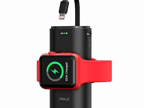 iWALK Cargador Portátil de Apple Watch, 9000mAh Banco de Energía con Cable, Cargador de Apple Watch y Teléfono, Compatible con Apple Watch Series 6//5/4/3/2/SE, iPhone 14/13/12/11/XR/8/7/6/Plus