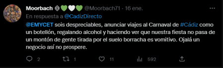 Opinión sobre el anuncio por parte de uno de los usuarios de twitter.