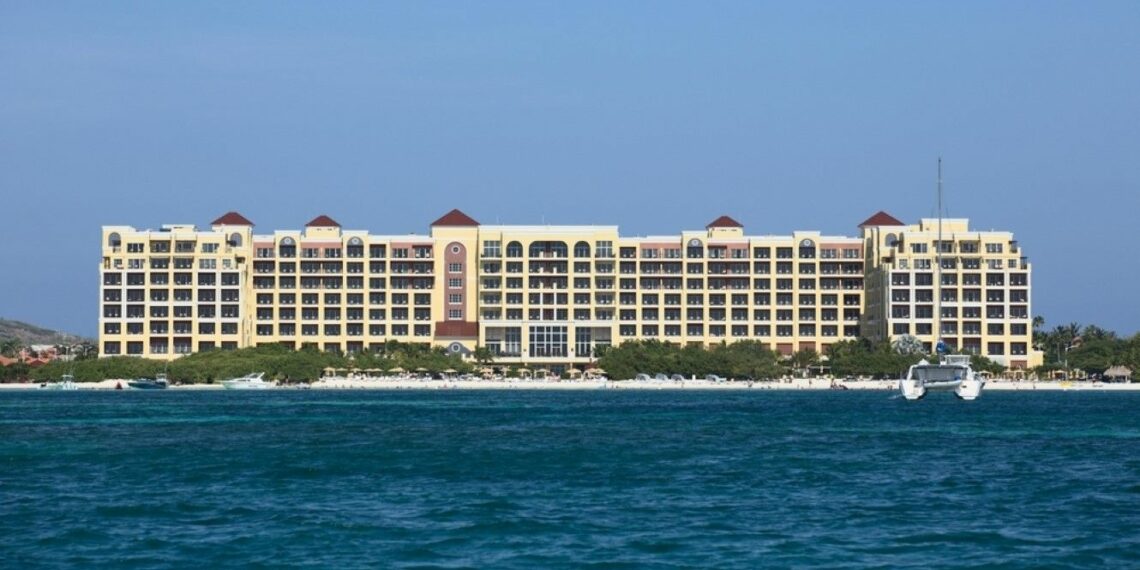 View of the Ritz-Carlton Hotel on Palm Beach in Aruba
