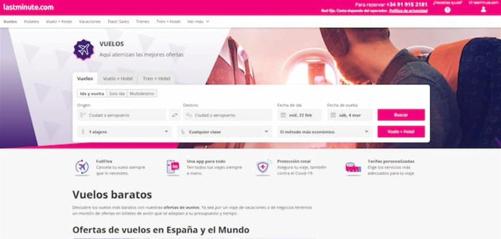 La web de Lastminute tiene una interfaz visual muy atractiva