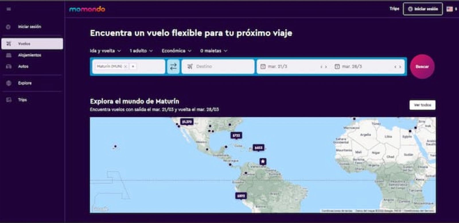 Momondo te permite reservar vuelos de forma cómoda y al mejor precio, lo que es importante