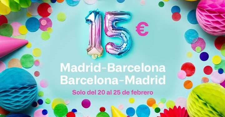 Renfe ofrece 150.000 viajes a 15 euros entre Madrid y Barcelona por el 15º aniversario del trayecto