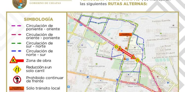 anuncian nuevas rutas alternas por obra en Torre Chiapas
