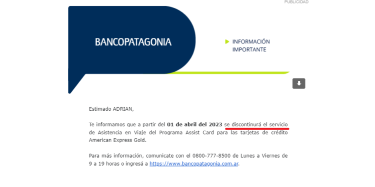 Cambios en la Asistencia en Viajes del banco Patagonia: tarjetas Gold quedan sin el servicio; Platinum y Black, condicionadas