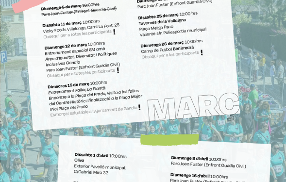Empiezan los entrenamientos gratuitos de la Cursa de la Dona Vicky Foods de Gandia
