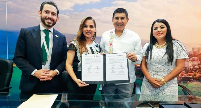 Firman Salomón Jara y Mara Lezama convenio de colaboración en materia turística