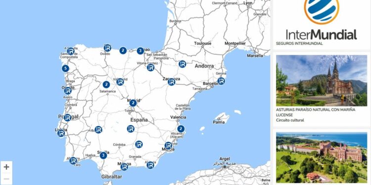 Viajes InterRías incorpora mapas interactivos de los circuitos culturales para agentes de viajes y usuarios