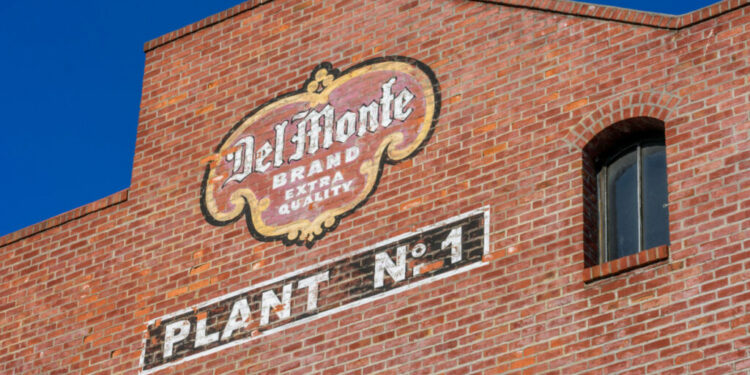 Del Monte painted sign on brick building