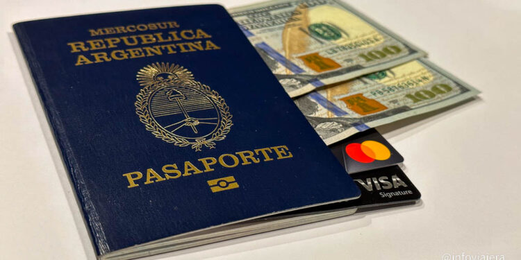 Pasaporte argentino, tarjetas de crédito, billetes de 100 dólares