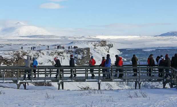 Cerca de Reykjavik se ubica la cascada de Gullfoss, emblema de Islandia.