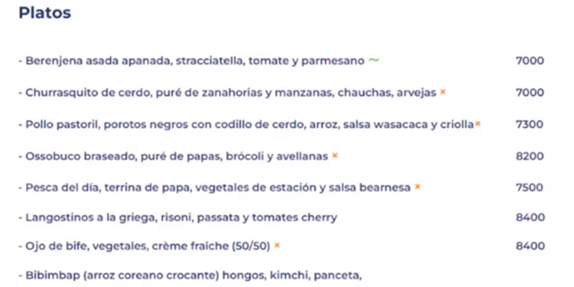 El menú de Narda Comedor (Instagram)