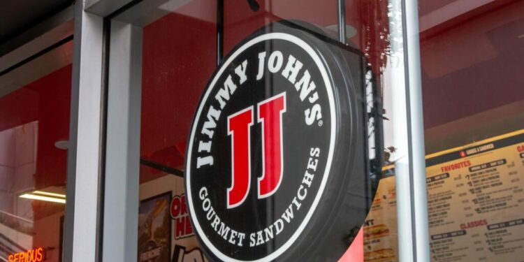 Close up of Jimmy Johns signage.
