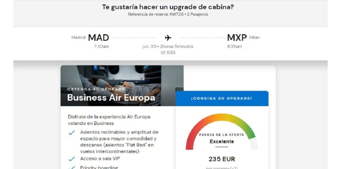 Air Europa activa un sistema de pujas para disfrutar de su clase Business