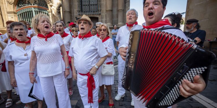 Preparativos de los Sanfermines en Pamplona