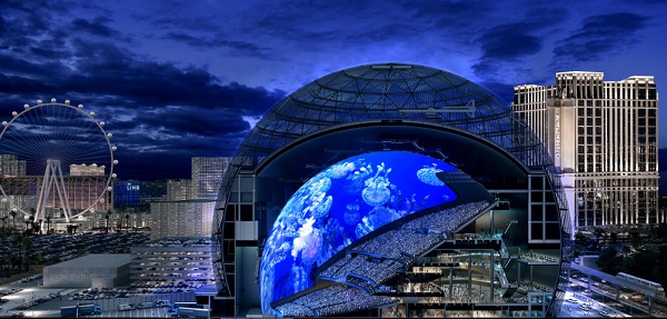 El exterior totalmente programable de Sphere -la pantalla LED más grande del mundo transforma el horizonte de Las Vegas