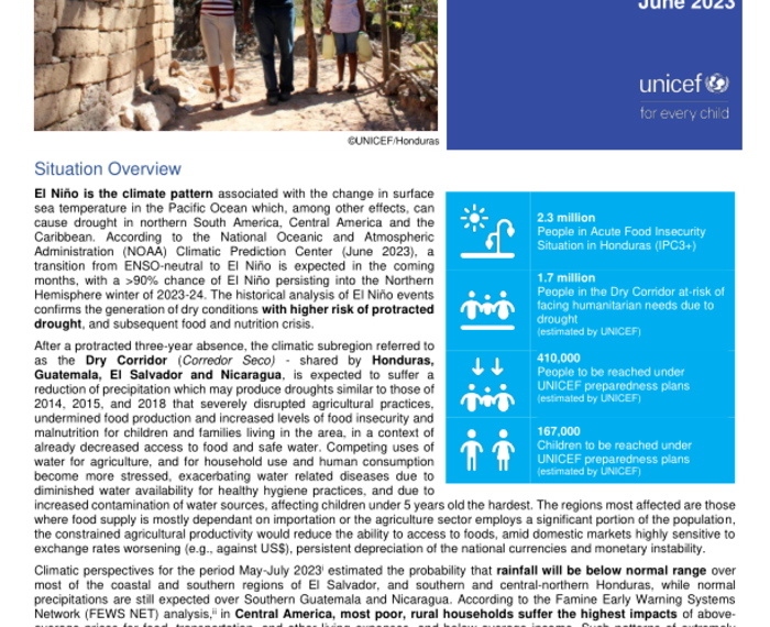 UNICEF Humanitarian Situation and Risks in Central American Dry Corridor (June 2023) - El Salvador