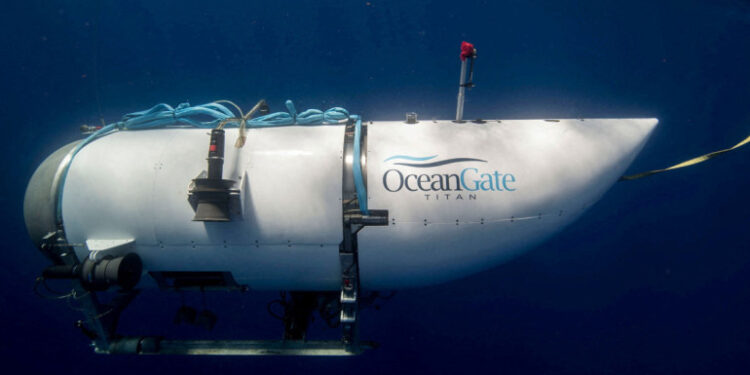 El submarino Titan, desaparecido durante una experiencia a los restos del Titanic. Foto: Reuters.