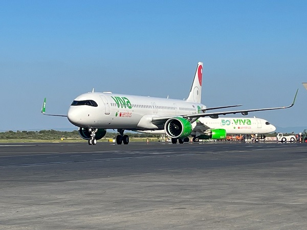 Llega el Avión #78 de Viva Aerobus en un vuelo de traslado operado con combustible sostenible (SAF)