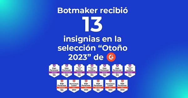 G2 otorga a Botmaker 13 premios para chatbots y soluciones CPaaS