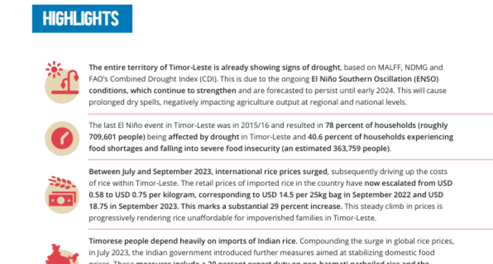 Food Security Alert – Special Bulletin, Timor-Leste (October 2023) - Timor-Leste