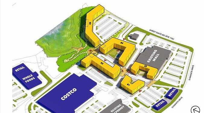 Steeplegate Mall redevelopment, with Cosco and Whole Foods + 625 housing units, to be heard next week