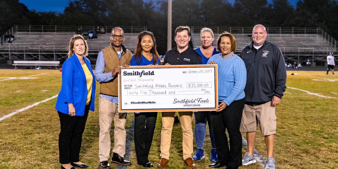 Smithfield Foods donation goes for new SHS scoreboard - Smithfield Times