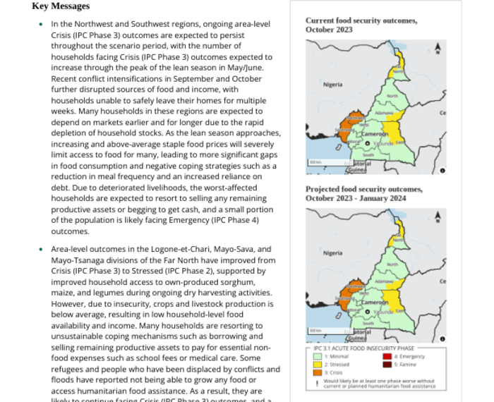 Cameroon Food Security Outlook, October 2023 - May 2024 - Cameroon