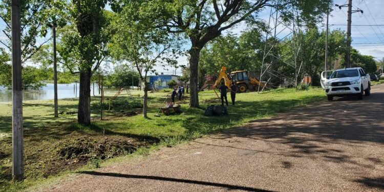 Baja el río y queda la basura: se retiran hasta dos viajes de camiones por cuadra