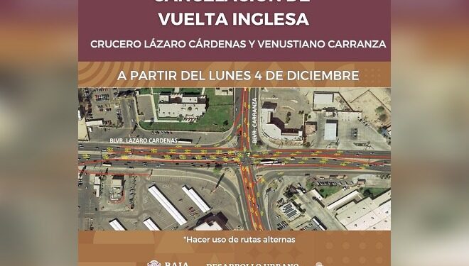 Quitarán vueltas inglesas en crucero Lázaro Cárdenas y Venustiano Carranza