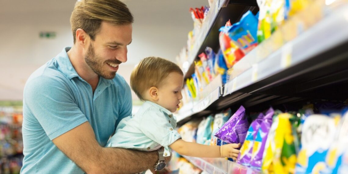 Supermarket marketing pushing processed foods to toddlers