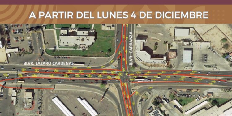 Informa Sidurt cancelacin de vuelta inglesa en el crucero Lzaro Crdenas y Venustiano Carranza a partir del lunes 4 de diciembre