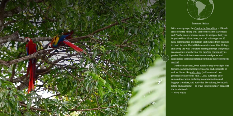 ‘The New York Times’ incluye El Camino de Costa Rica entre mejores destinos a visitar en 2024