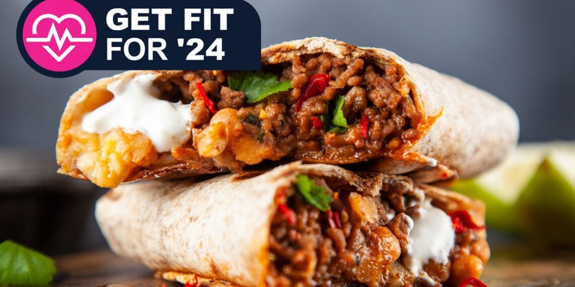 Beef burrito with TechRadar fitness week badge overlaid