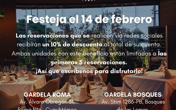 Un día del amor y la amistad inolvidable, solo en Restaurantes Gardela
