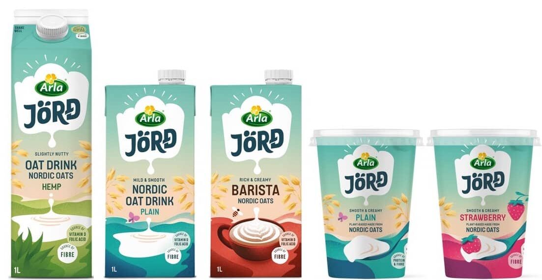 Arla JÖRĐ, a relaunch of Arla Food's 100% plant-based brand JÖRĐ, has debuted in Sweden this week, offering a range of oat-based products.