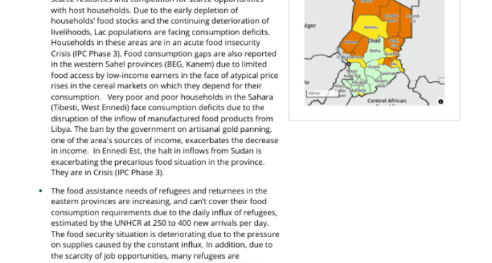 Chad - Key Message Update: Atypical rise in food prices due to early depletion of food stocks and disruption of internal and cross-border flows, January 2024 - Chad
