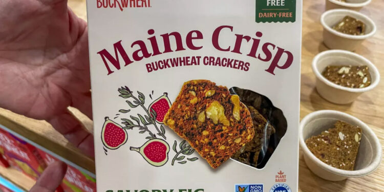 Buckwheat is big. These Maine Crisp buckwheat crackers would go well with the blue cheese below.
