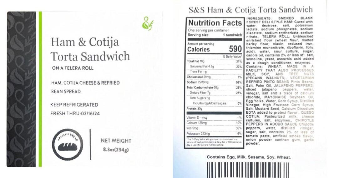 MG Foods Voluntarily Recalls Ham & Cotija Torta Sandwich Distributed in Florida Due to Possible Listeria Monocytogenes Contamination of Cotija Cheese | Business