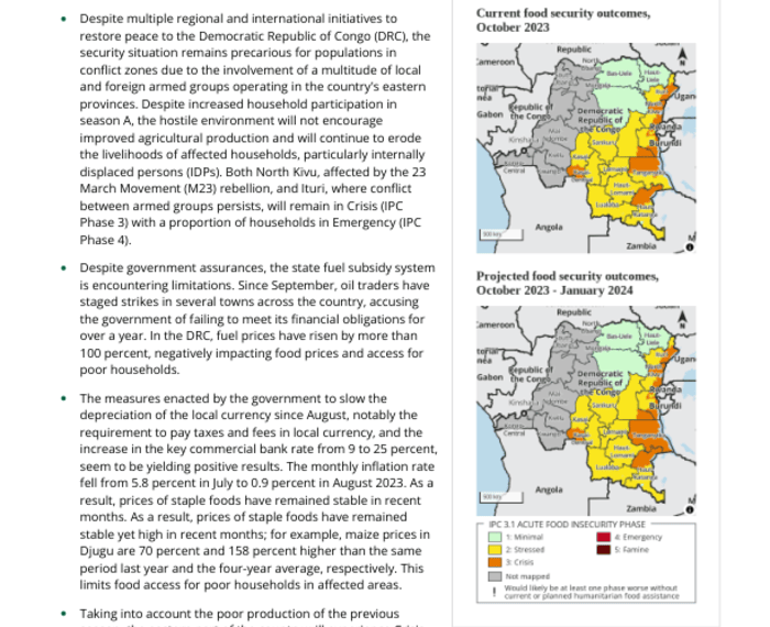 Democratic Republic of Congo - Food Security Outlook, October 2023 - May 2024 - Democratic Republic of the Congo