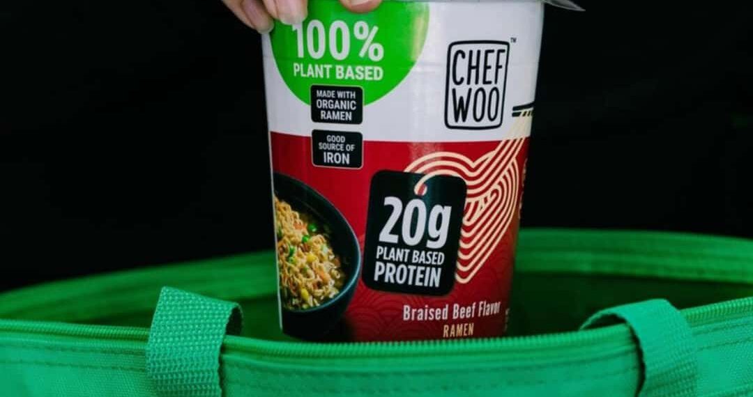 Chef Woo noodles beef in bag