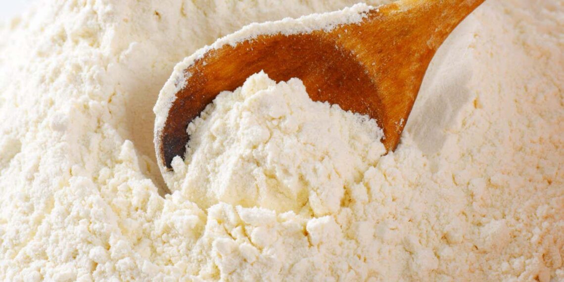 flour and wooden spoon