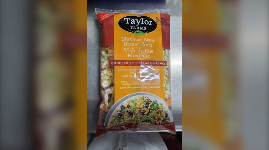 More salmonella-contaminated foods recalled including Taylor Farms' chopped salad kit seen above (CFIA)