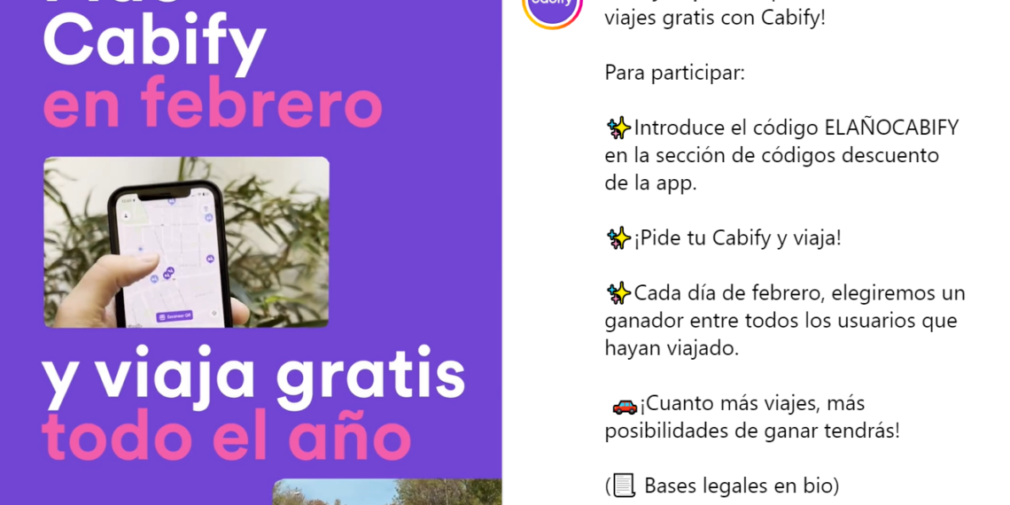Si usas Cabify en febrero puedes ganar un año de viajes gratis