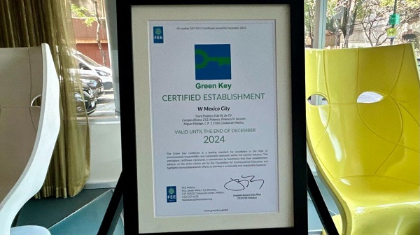 W Mexico City recibió por segundo año consecutivo el certificado Green Key