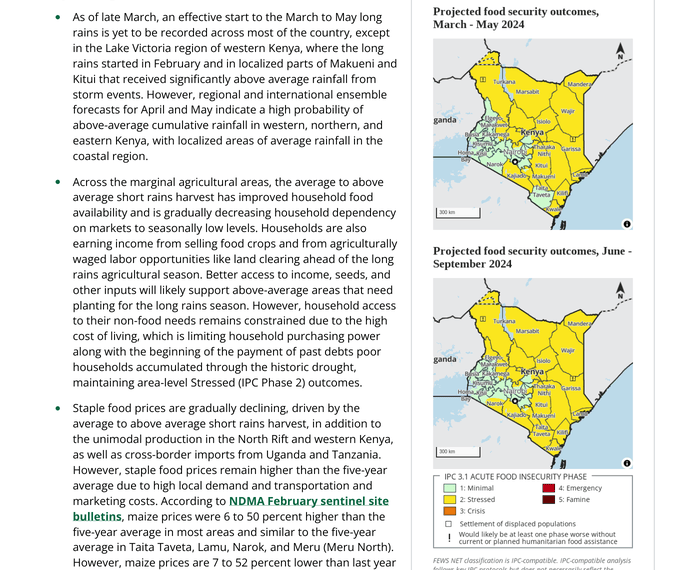 Kenya Key Message Update March 2024: Staple food prices are gradually declining but remain higher than the five-year average - Kenya